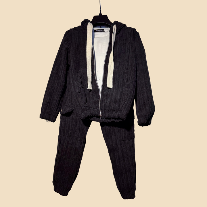 Completo in Maglia a Costine – Felpa con Zip + Pantalone