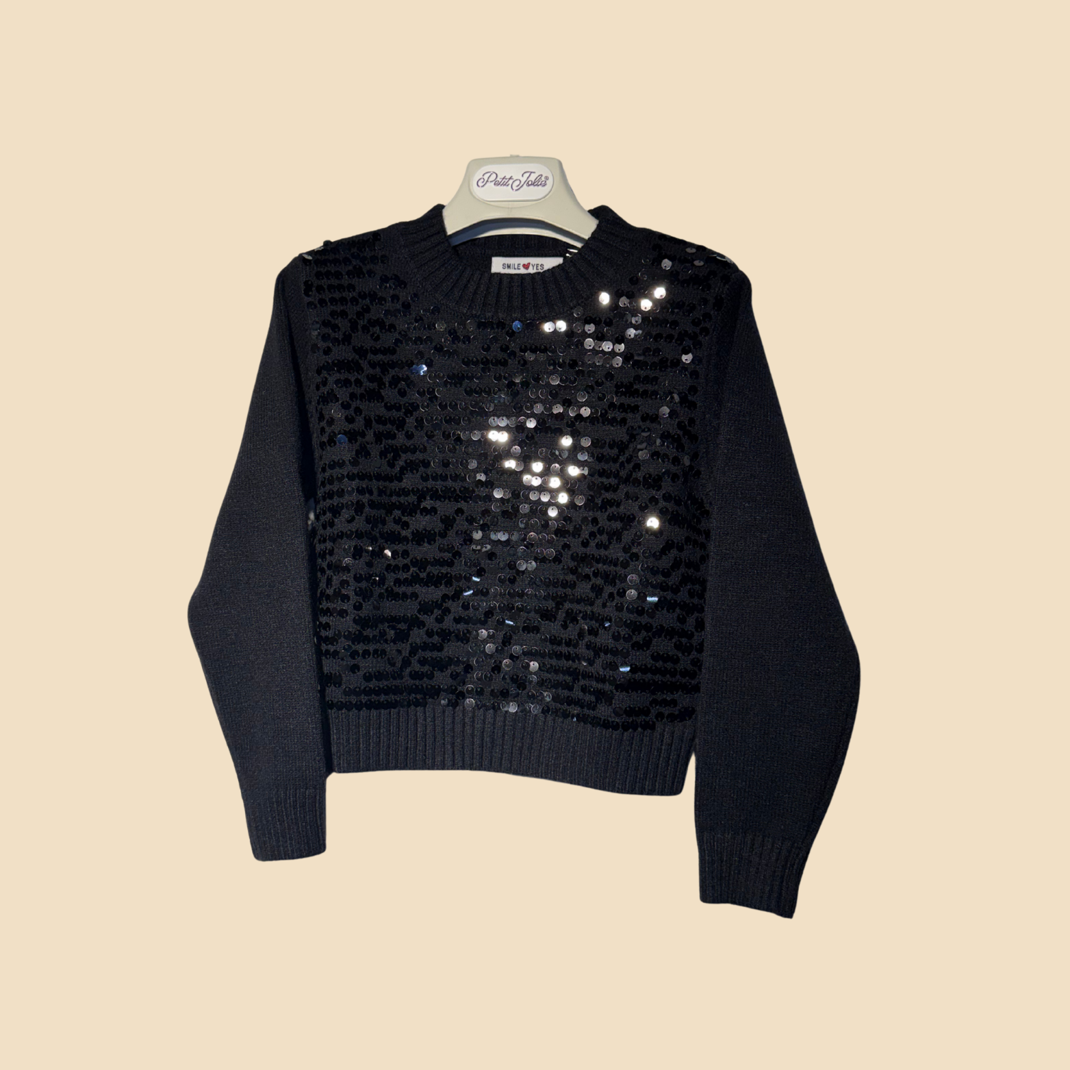 Maglioncino nero con paillettes frontali