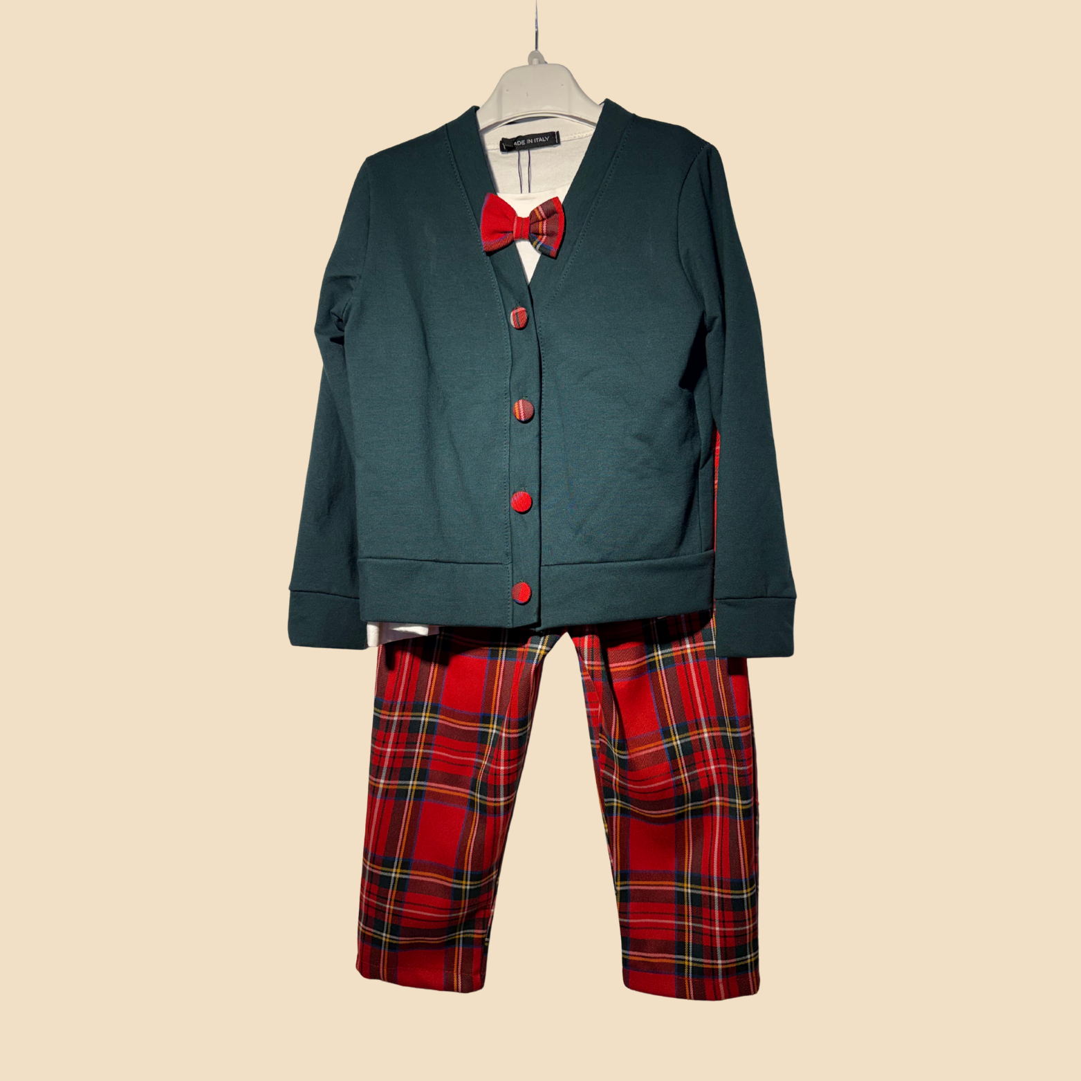 Completo Elegante Verde e Scozzese