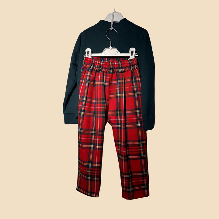 Completo Elegante Verde e Scozzese