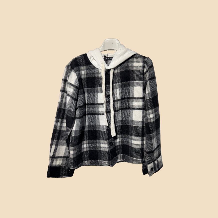 Camicia Felpata a Quadri con Cappuccio