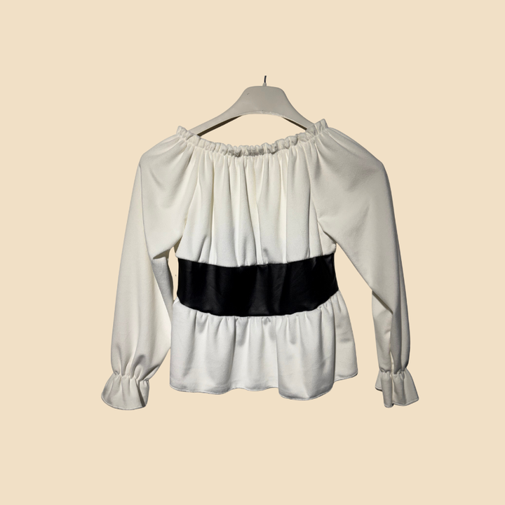 Blusa Bianca con Fascia Bustier Nera