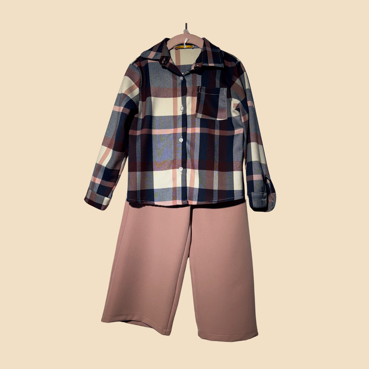 Completo camicia scozzese rosa