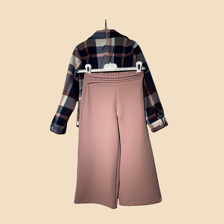 Completo camicia scozzese rosa